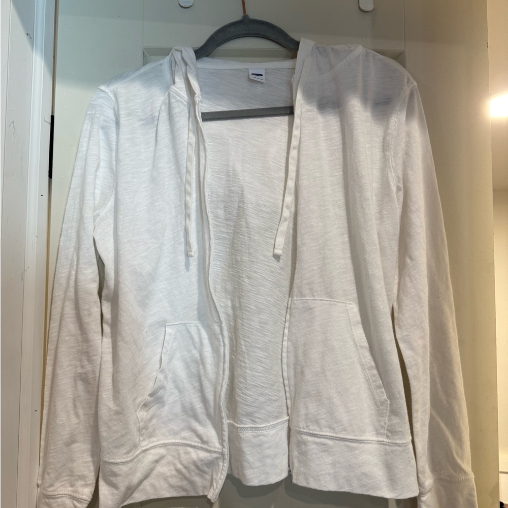 Old Navy White Zip-Up Hoodie- Size S